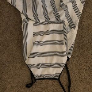 Black and white Striped Peplum Top